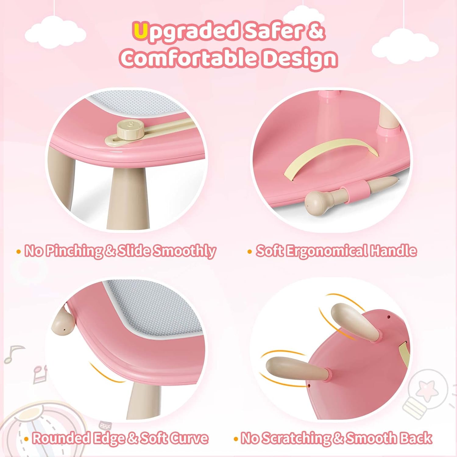 Kikidex Magnetic Drawing Board, Toddler Girl Toys for 1-2 Year Old, Doodle Board Pad Learning and Educational Toys for 1 2 3 Year Old Baby Kids Birthday Gift(Soft Pink) 24hrsmart